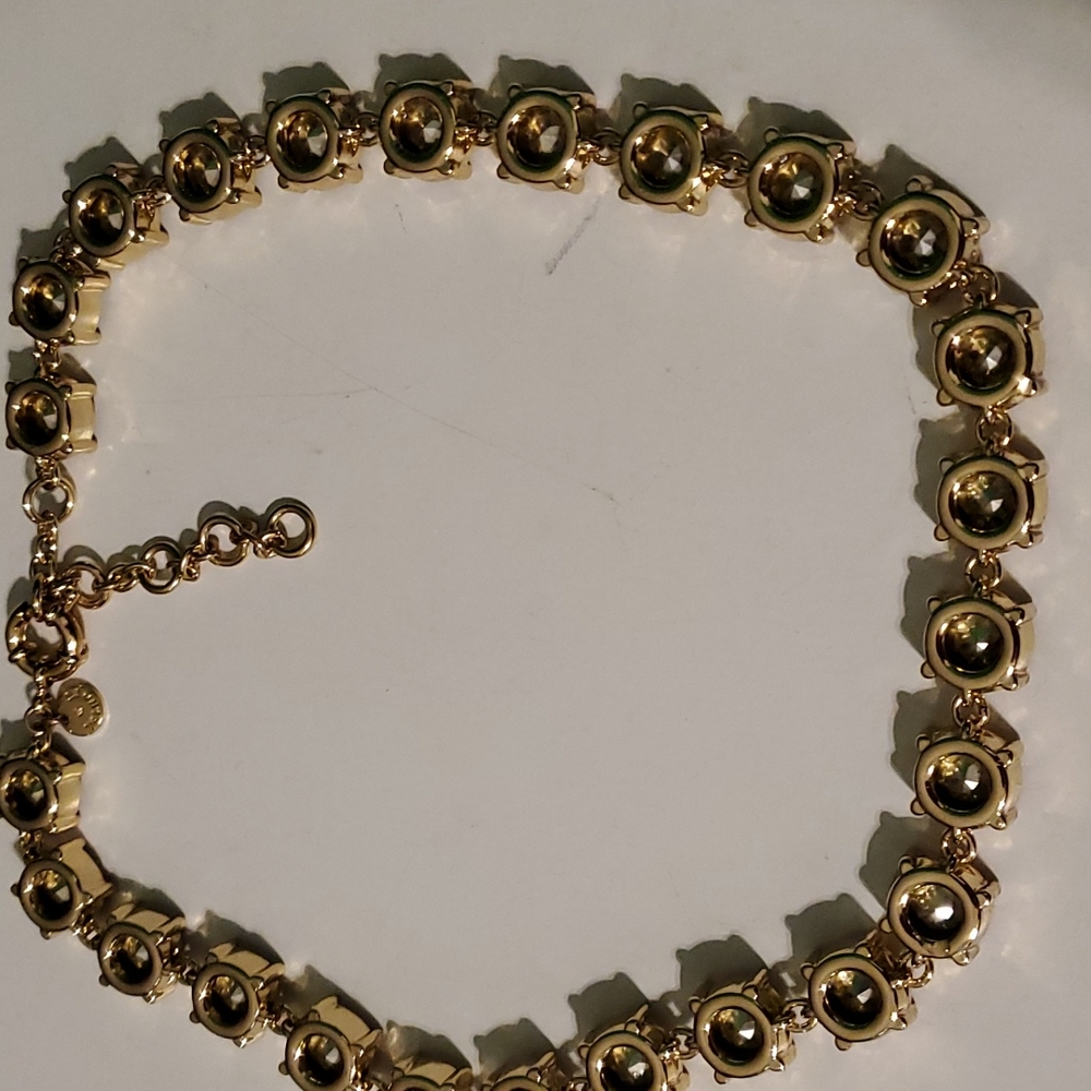 Talbots gold tone with large set circle rhinestones shorter style neckla… - Picture 5 of 5